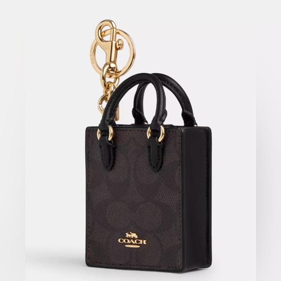 NWT COACH NORTH/SOUTH MINI TOTE BAG CHARM IN SIGNATURE CANVAS - Picture 6 of 6